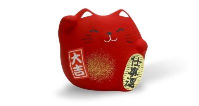 Сувенир Манэки Кот 5 см, ручная работа, красный (made in Japan)