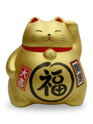 Сувенир копилка Манэки Кот 10 см, ручная работа, золотой (made in Japan)