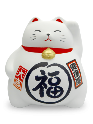 Сувенир копилка Манэки Кот 10 см, ручная работа, белая (made in Japan)